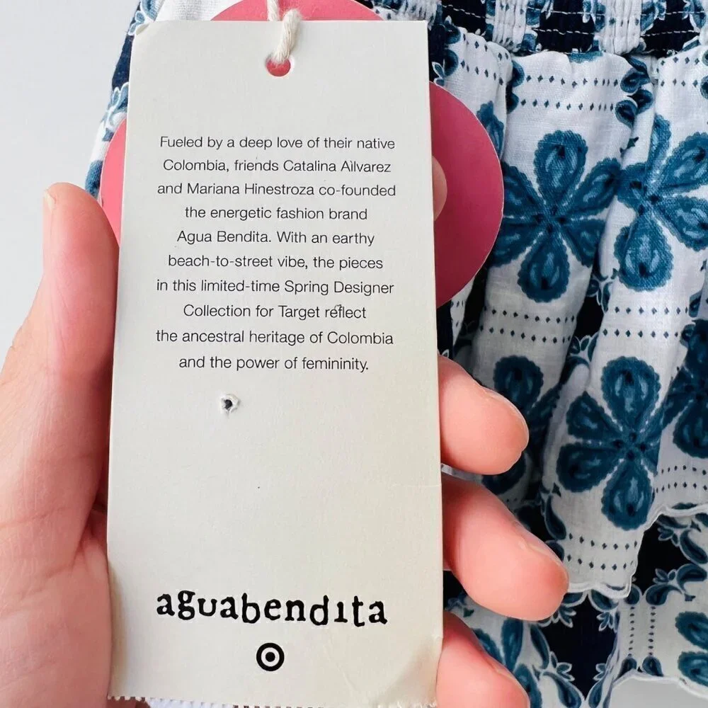 ❤️ Agua Bendita for target mini floral tiered dress, blue, white, Size XXS